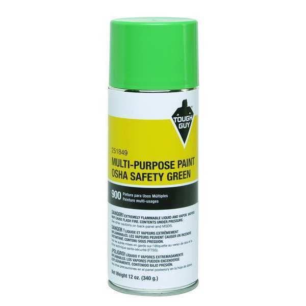 Tough Guy Spray Paint, OSHA Safety Green, Gloss, 12 oz 251849 | Zoro