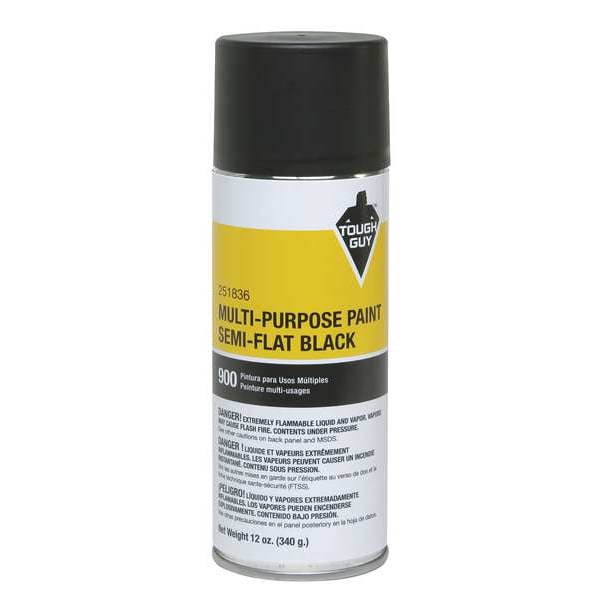 Tough Guy Spray Paint, Black, Semi-Flat, 12 oz 251836