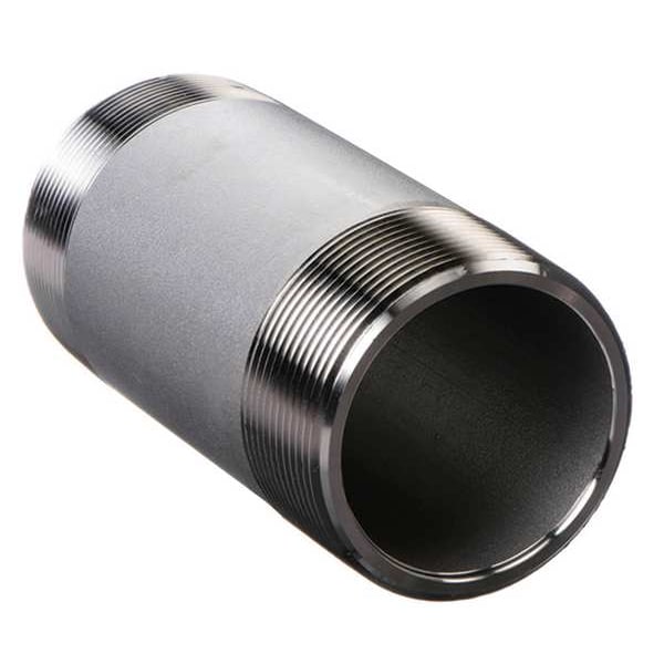 Zoro Select 1-1/4" MNPT x 8" TBE Stainless Steel Pipe Nipple Sch 80, Thread Type: NPT E6BNG12