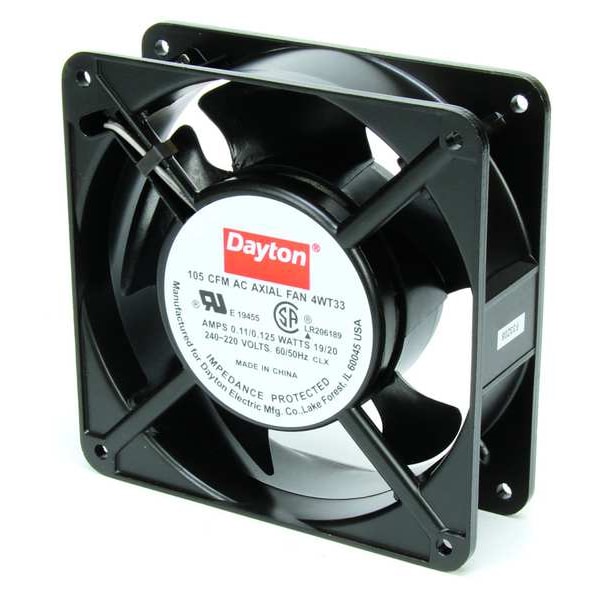 Dayton Axial Fan, Sqaure, 105 CFM, 230V AC, 1 Phase 4WT33