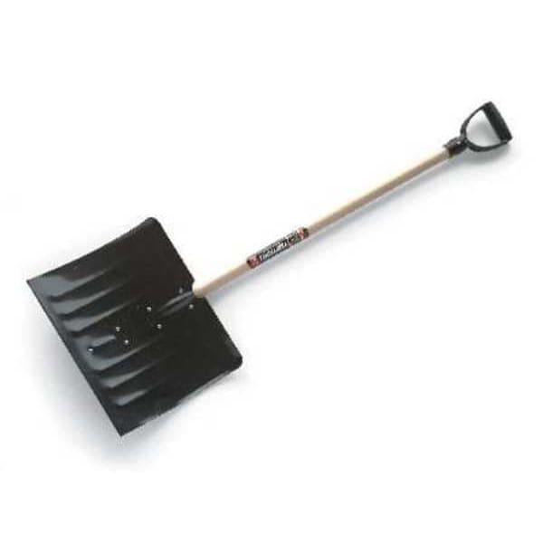 True Temper Snow Shovel, 37 in Wood DGrip Handle, Steel Blade Material