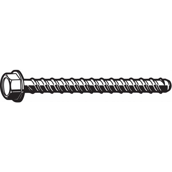 Zoro Select Masonry Screw, 3/8" Dia., Hex, 2 1/2 in L, Steel Zinc Plated, 50 PK U70520.037.0250