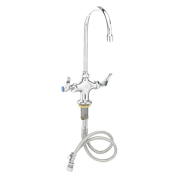 T&S Brass Manual Single Hole Mount, 1 Hole Bathroom Faucet, Polished