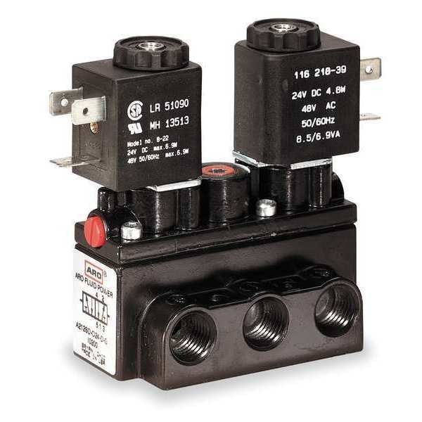 Aro Solenoid Air Control Valve, 1/4 In, 24VDC A212SD024D Zoro