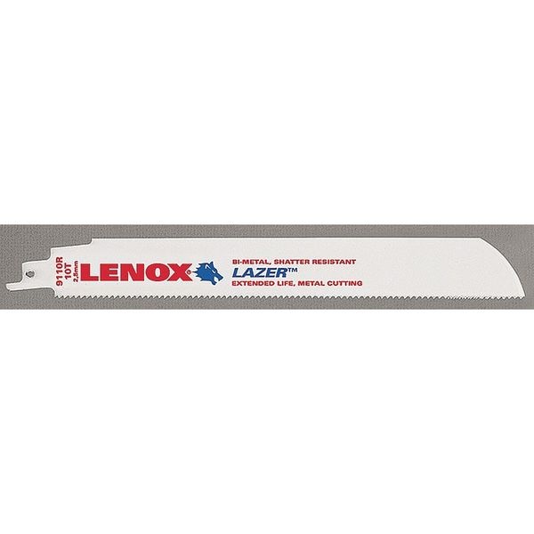 Lenox 9" L x 10 TPI Metal Cutting Bi-metal Reciprocating Saw Blade, 5 PK 201769110R