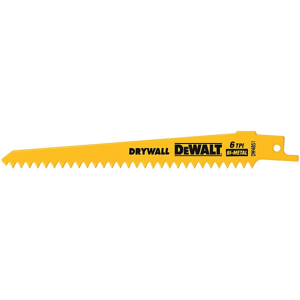 Dewalt 6" 6 TPI Plaster Cutting BiMetal Reciprocating Saw Blade (5