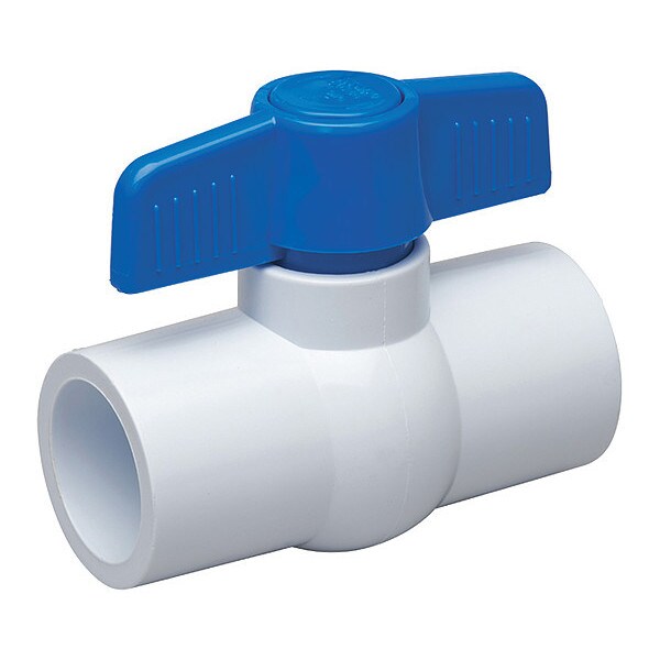Zoro Select 1" Socket PVC Ball Valve Inline, Standards ASTM2466 107635NP Zoro