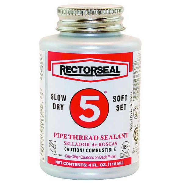 Rectorseal Pipe Thread Sealant 4.8 fl oz, Brush-Top Can, No. 5, Yellow, Paste 25631