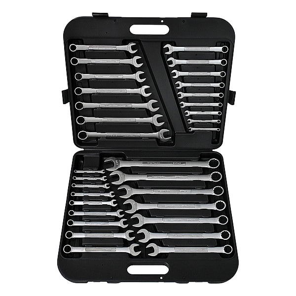 Westward Combo Wrench Set, 1/4-1-1/8in, 7-24mm, 32Pc, Finish