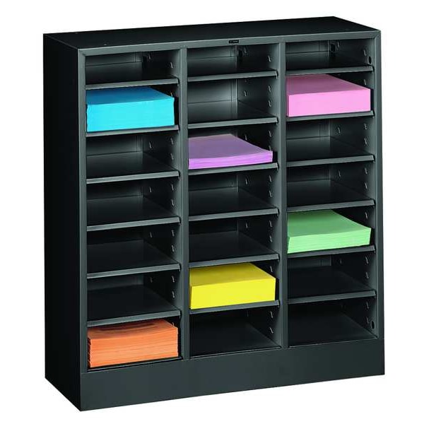 Tennsco Literature Sorter 21 Compartments, 305/8"W x 111/2"D Black