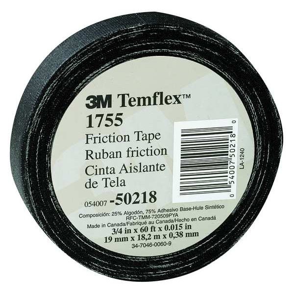 3M Cloth Friction Tape, 1755, Temflex, 3/4 in W x 60 ft L, 13 mil thick