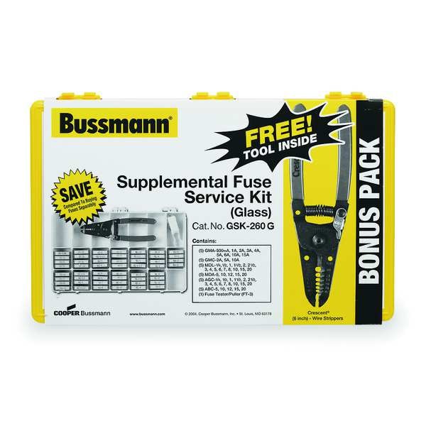 Eaton Bussmann Glass Fuse Kit, ABC, AGC, GMA, GMC, MDA, MDL Series, 260