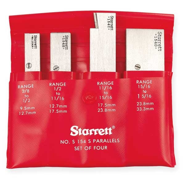 Starrett Parallel Set, 3/8-1 5/16 In, 4 Pc S154SZ | Zoro