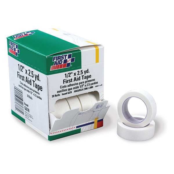 First Aid Only First Aid Tape, White, 1/2inW, 2-1/2yd., PK20 40JH09