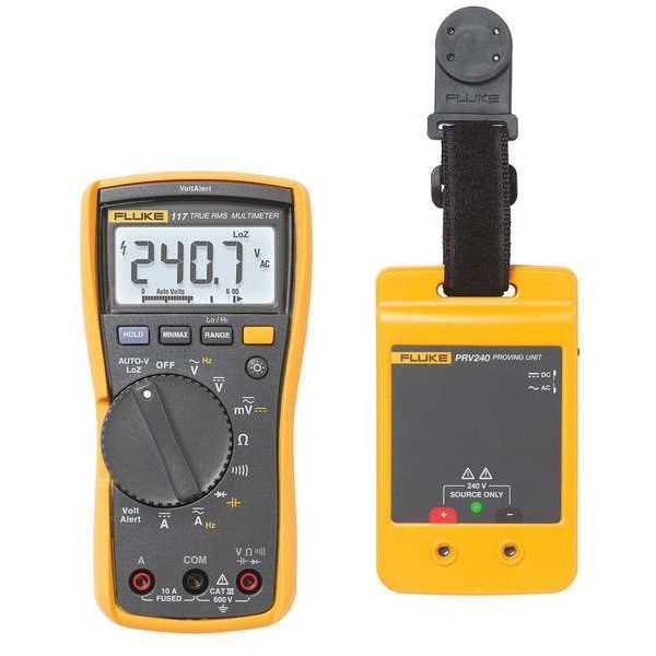 Fluke Digital Multimeter Kit, 600 Max. AC Volts, 600 Max. DC Volts, 10