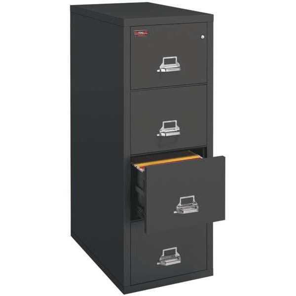 Fireking 15-1/4" W 4 Drawer Fire-Resistant Filing Cabinet, Black, Legal 4-2157-2BL