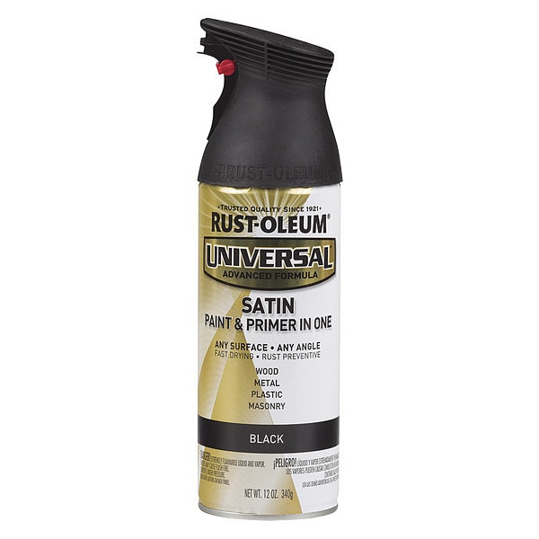 Rust-Oleum Spray Paint, Black, Satin, 12 oz 245197