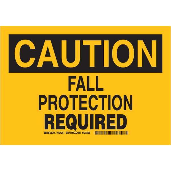 Brady Caution Sign, 10" Height, 14" Width, Aluminum, Rectangle, English 124262