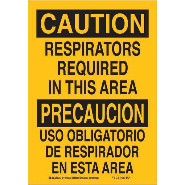 Brady Safety Sign, 10" Height, 7" Width, Plastic, Rectangle, English, Spanish 125434