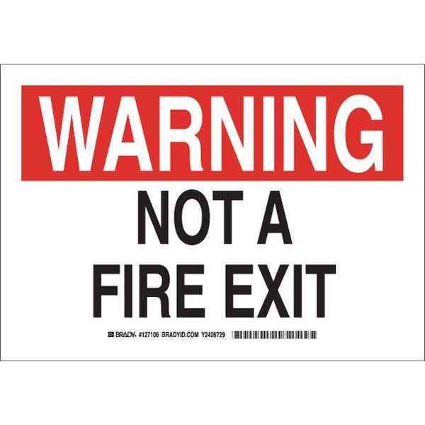 Brady Fire Exit Sign, 10" Height, 14" Width, Plastic, Rectangle, English 127108