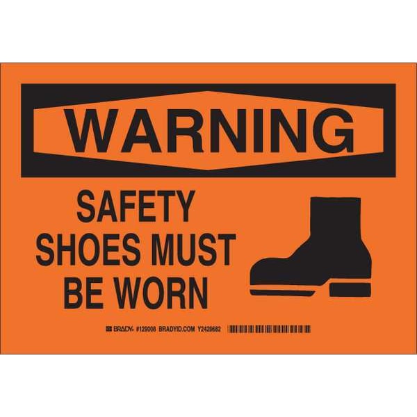 Brady Warning Sign, 7 in Height, 10 in Width, Aluminum, Rectangle, English 129006