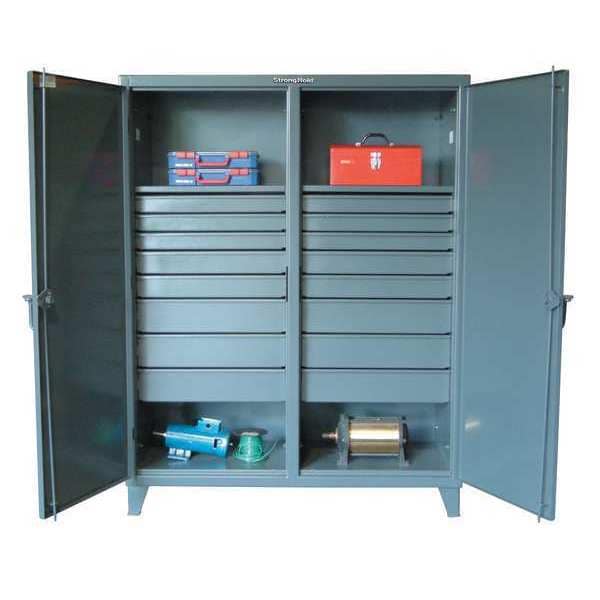 Strong Hold 12 ga. Steel Storage Cabinet, 72 in W, 78 in H, Stationary 66-DS-242-16DB