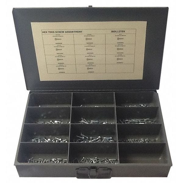 Zoro Select Tapping Screw Assortment, #6 to #14 x Zinc