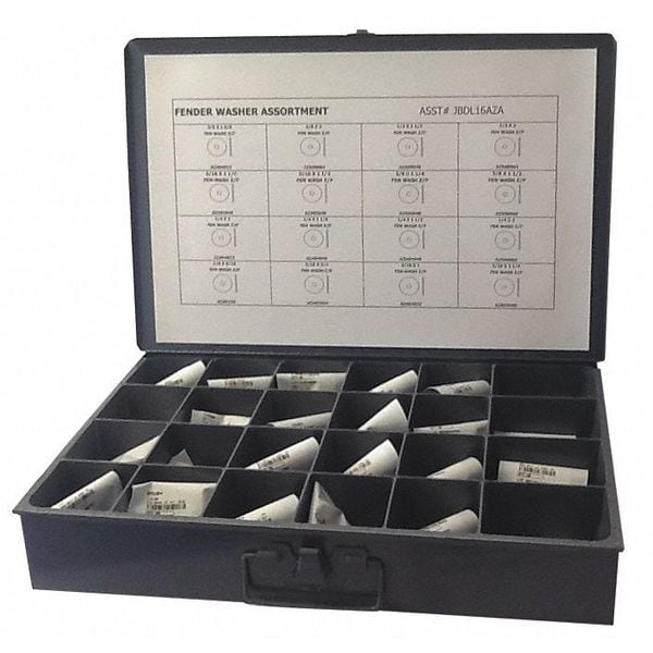 Zoro Select Fender Washer Assortment, Steel, Zinc Plated