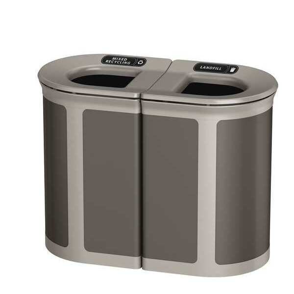 Rubbermaid Commercial 46 gal. Oval Trash Can, Pearl Gray Metallic/Umbra