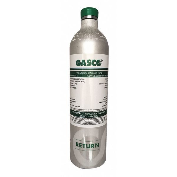 Gasco Calibration Gas, Ammonia, Nitrogen, 34 L, C10 Connection, +/5 Accuracy, 650 psi Max