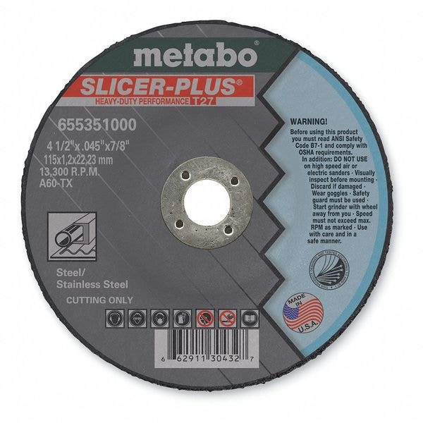 Metabo Cutting Wheel, T27, A60TX, 4.5X 0.045