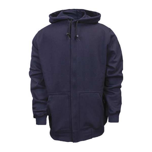 National Safety Apparel Flame Resistant Hooded Sweatshirt, Navy, UltraSoft(R) Fleece, 3XL C21WT053X
