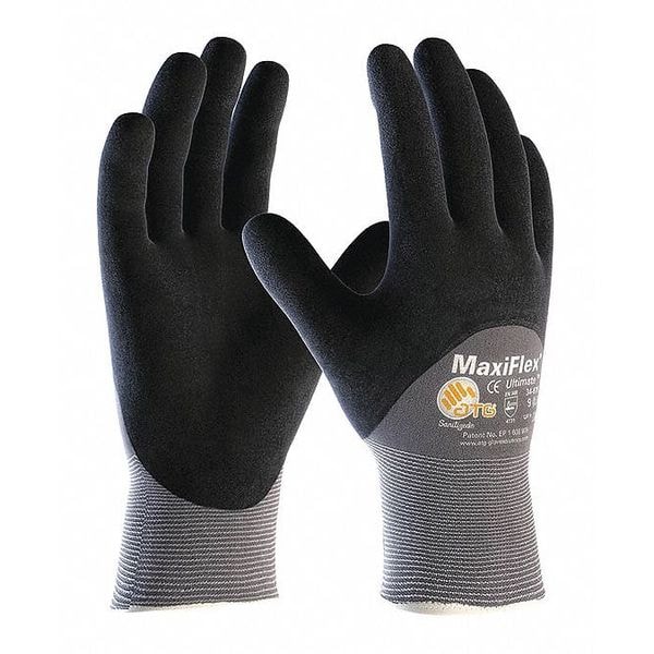 Pip Foam Nitrile Coated Gloves, 3/4 Dip Coverage, Black/Gray, M, 12PK