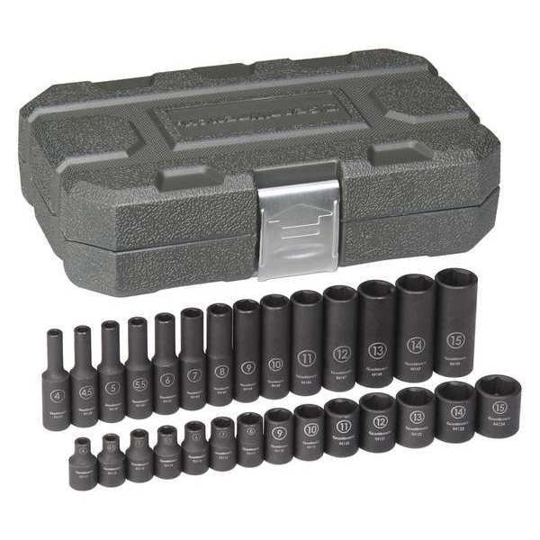 Gearwrench 1/4" Drive Impact Socket Set, Metric, 28 pcs 84901 Zoro
