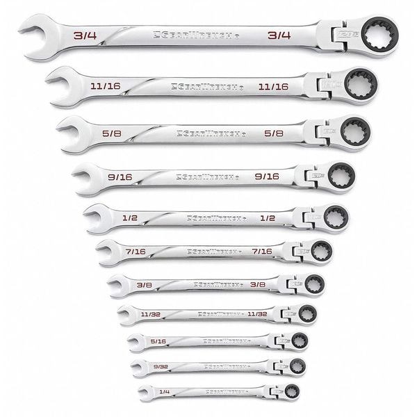 Gearwrench 11 Pc. 120XP™ UNV Spline XL Flex Head Ratcheting Comb SAE Wrench Set 86247