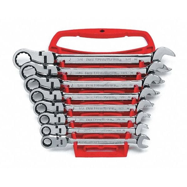 Gearwrench 8 Pc. 12 Point Flex Head Ratcheting Combination SAE Wrench