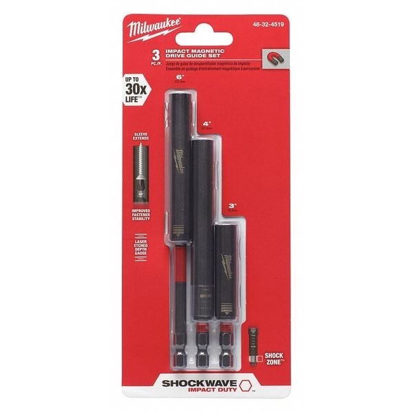 MILWAUKEE SHOCKWAVE 3PC IMPACT MAGNETIC DRIVE GUIDE SET (48