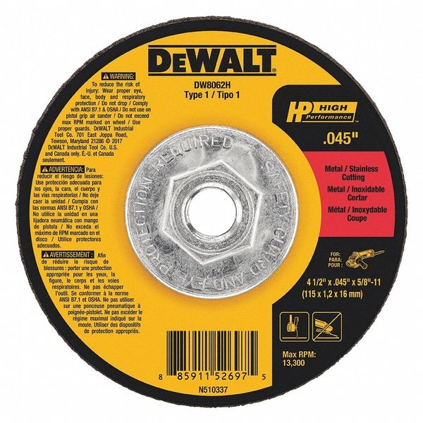 Dewalt DW8062H 3.11 Abrasive CutOff Wheel, 0.045" Thick
