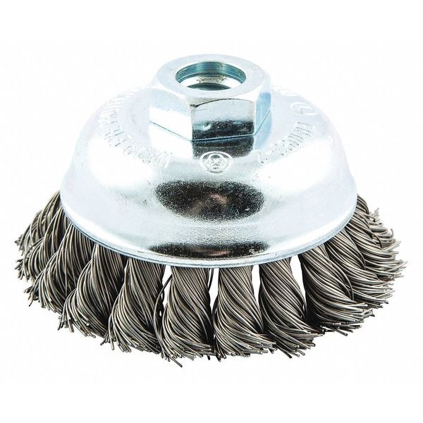 Zoro Select Knot Wire Cup Brush, Threaded Arbor Mount