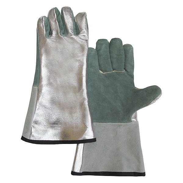 Chicago Protective Apparel Welding Gloves, Aluminized Leather Palm, PR
