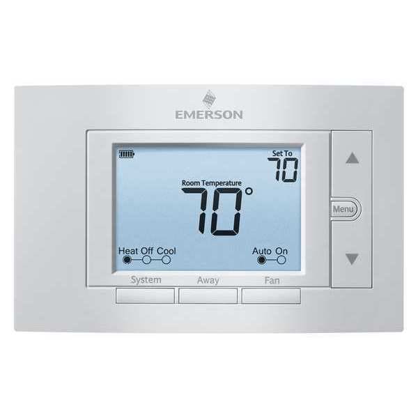 Emerson 80 Series Thermostats, 2 H 1 C, Hardwired/Battery, 24VAC 1F85U