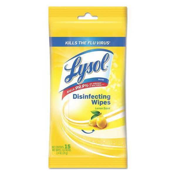 Lysol Disinfecting Wipes, Packets, Lemon, White, 24 PK 1920093043 Zoro