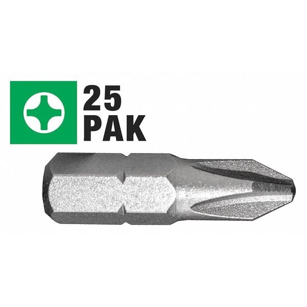 Century Drill & Tool Phillips Insert Screwdriver Bit, 2, 25Pk 69012 Zoro