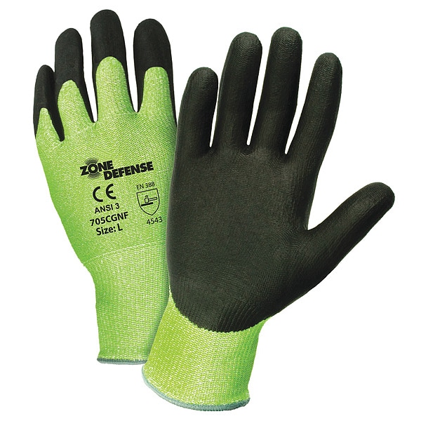 Pip HiVis Cut Resistant Coated Gloves, A3 Cut Level, Nitrile, XL, 12PK