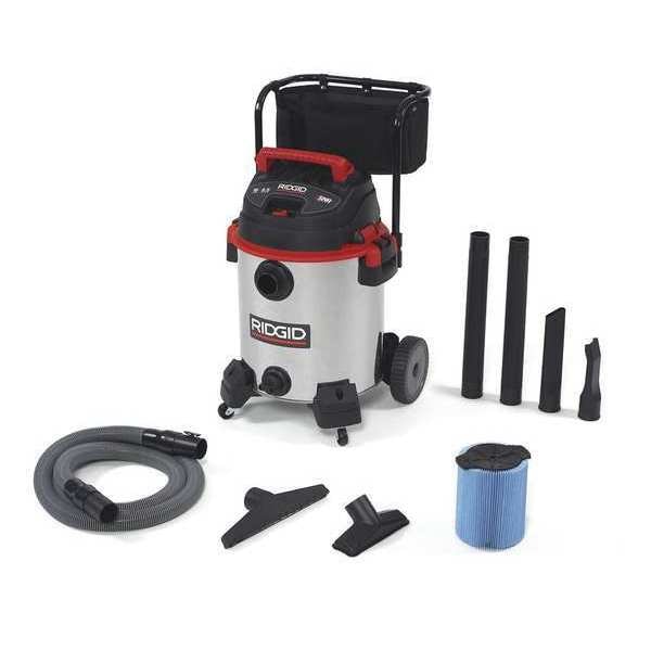 Ridgid Wet/Dry Vacuum, 16 gal., Stainless Steel, 2-1/2 Hose Dia., 187 cfm  1610RV