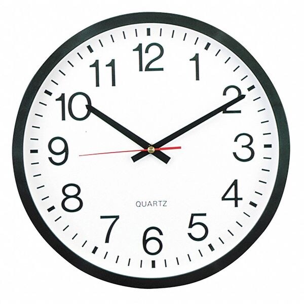 Universal Round Wall Clock, Black, 12.5" dia. UNV10431 Zoro