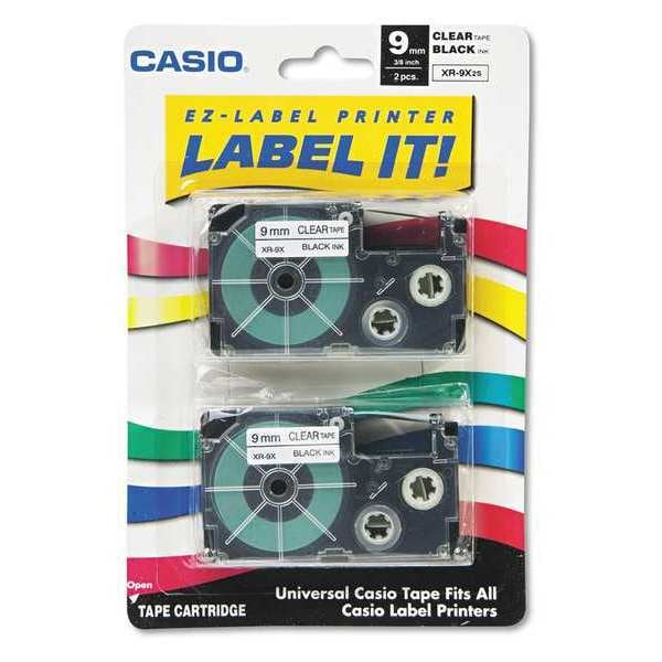 Casio Label Printer Cassette 9mm, for KL-60/KL-120/820, Pk2 XR9X2S
