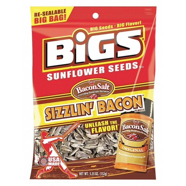 Bigs Food, Sunflower Seeds, Sizzlin Bacon, PK12 55003 Zoro