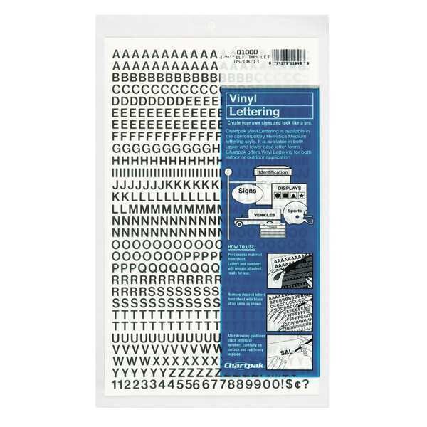 Chartpak Letters, Vinyl, Helvetica, 1/4", Black, PK610 01000 Zoro