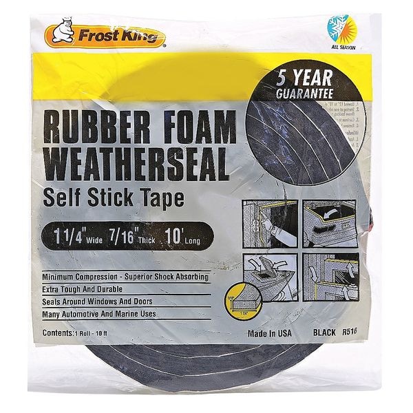 Frost King Sponge Rubber Foam Tape, 11/4In.x10 ft. R516H Zoro